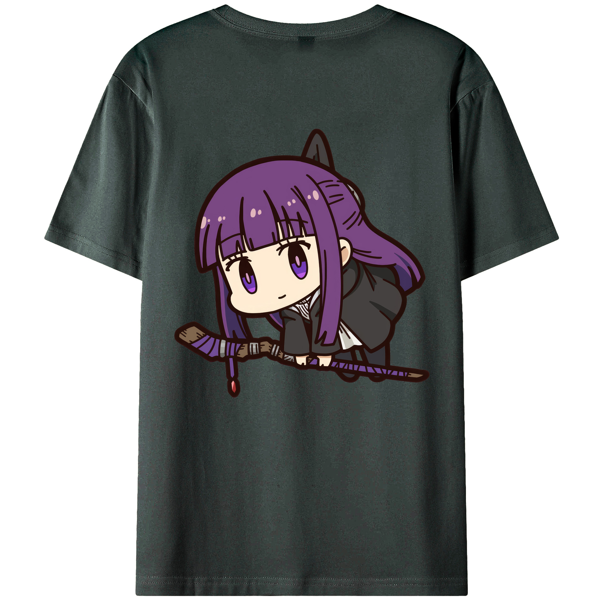 （画像用） 葬送のフリーレン Frieren 綿100％ メンズ半袖Tシャツ（バックプリント） 通気性